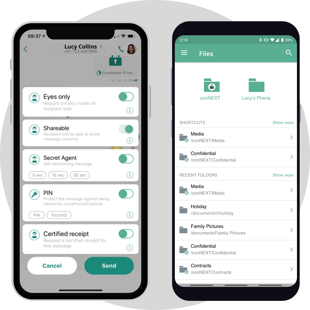 conNEXT privacy and security features on iPhone